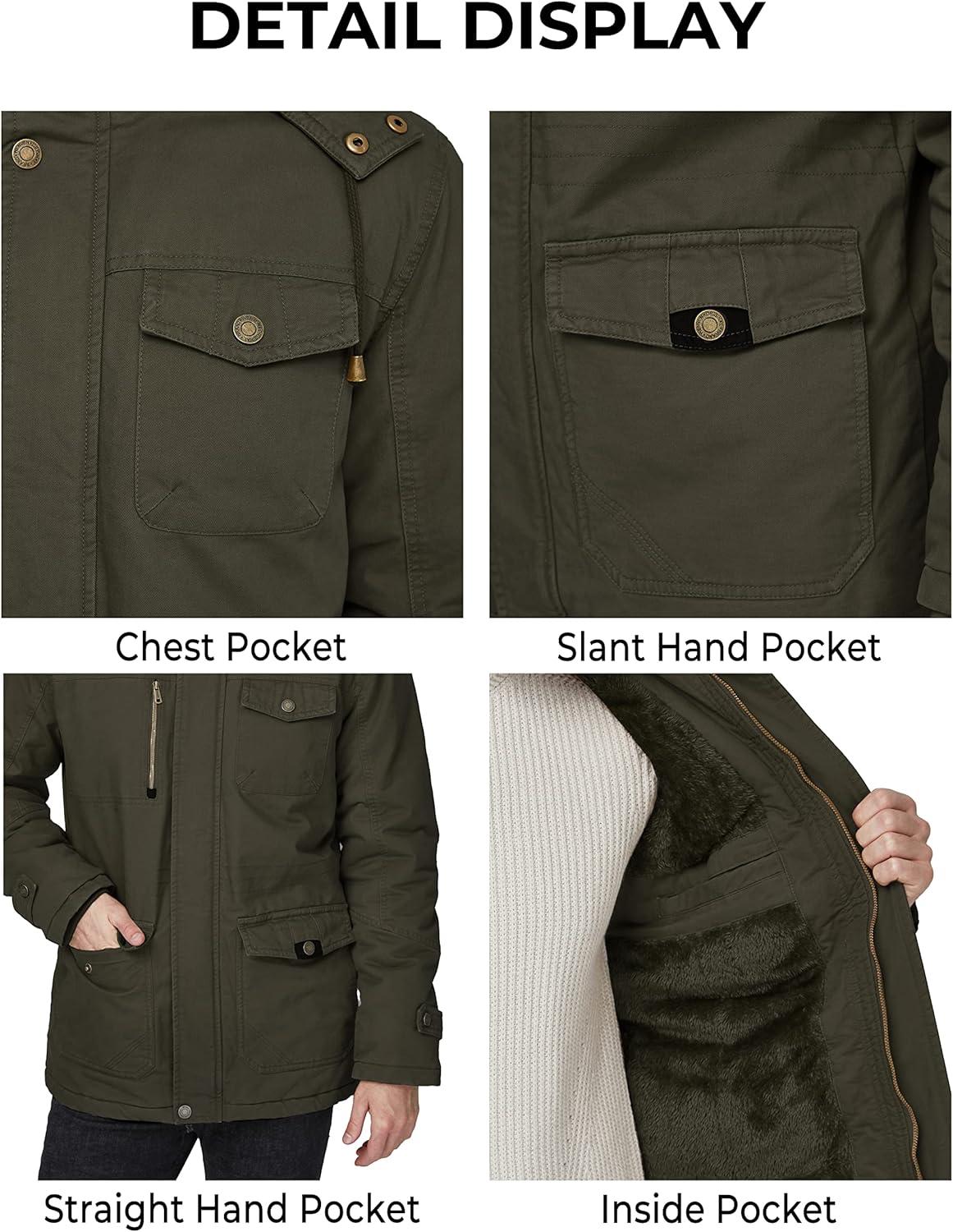 imageWenVen Mens Winter Thicken Cotton Parka Jacket Warm Coat with Removable Hood
