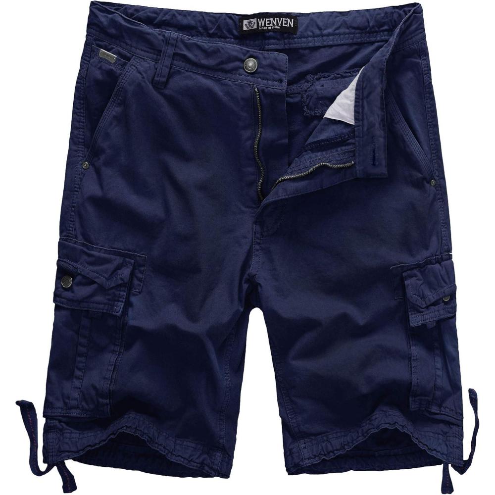 imageWenVen Mens Cotton Twill Cargo Shorts Classic Relaxed Fit Reg and Big ampamp Tall SizesBlue