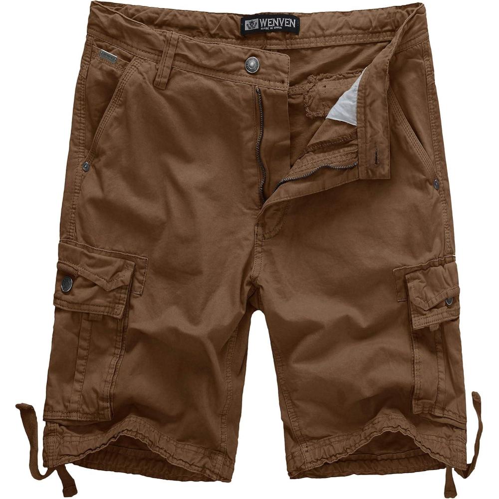 imageWenVen Mens Cotton Twill Cargo Shorts Classic Relaxed Fit Reg and Big ampamp Tall SizesCoffee