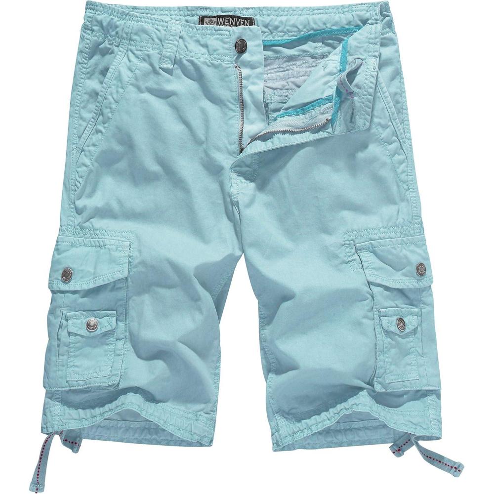 imageWenVen Mens Cotton Twill Cargo Shorts Classic Relaxed Fit Reg and Big ampamp Tall SizesSkyblue