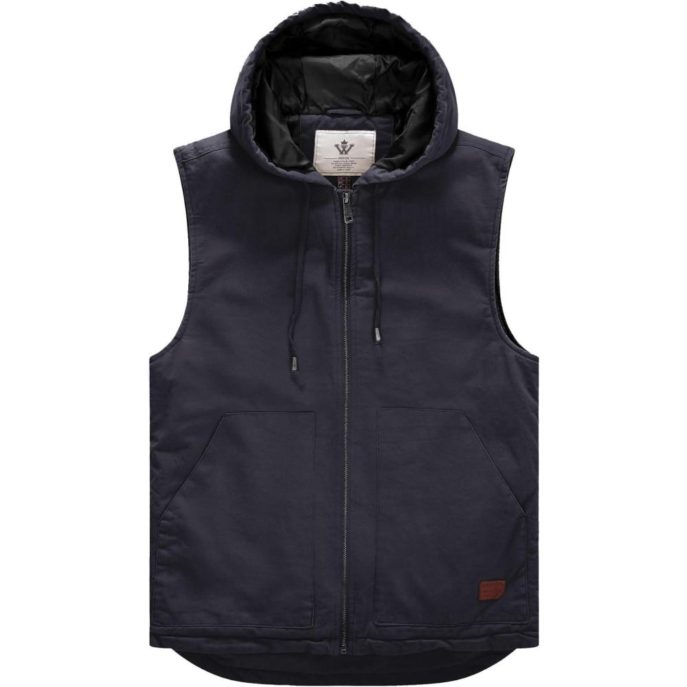 imageWenVen Mens Quilted Lined Multi Pockets Casual Vest with HoodGrey