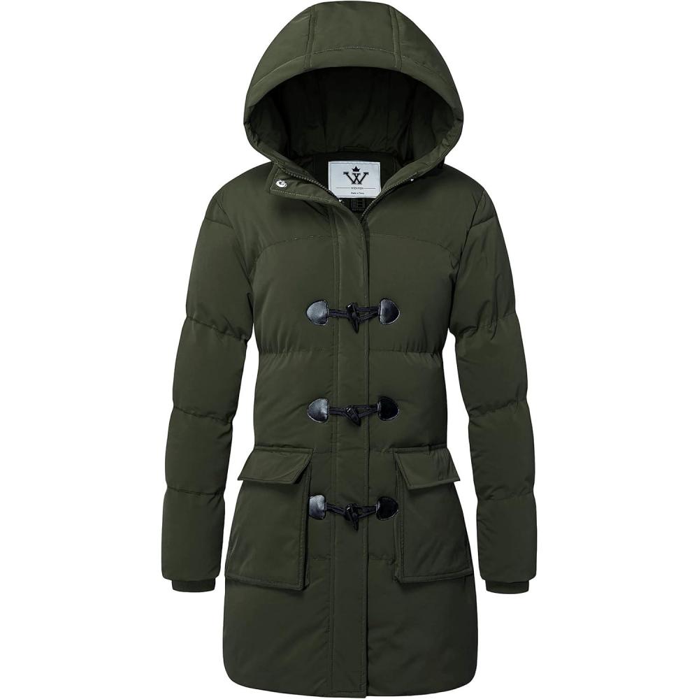 imageWenVen Womens Winter Hooded Long Coat Waterproof Warm Thick Puffer JacketArmy Green