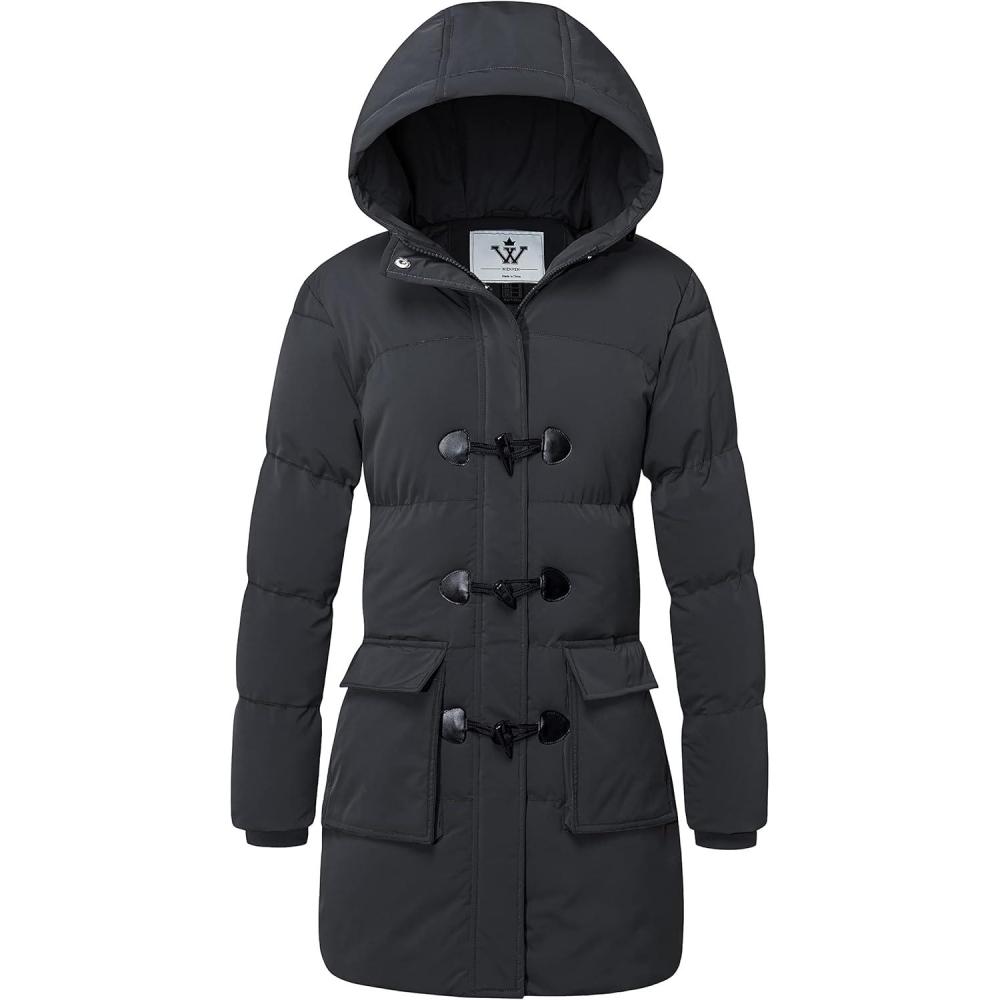 imageWenVen Womens Winter Hooded Long Coat Waterproof Warm Thick Puffer JacketDark Grey
