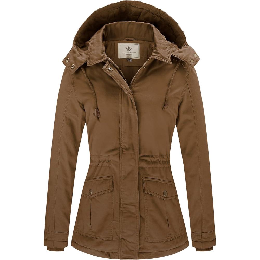imageWenVen Womens Winter Thicken Cotton Coat Warm Parka Jacket with Removable HoodCoffee