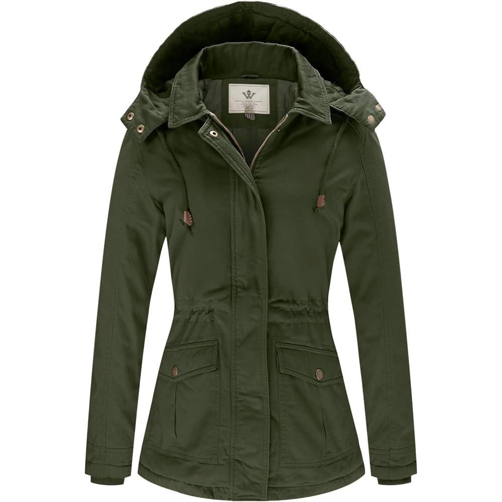 imageWenVen Womens Winter Thicken Cotton Coat Warm Parka Jacket with Removable HoodGreen