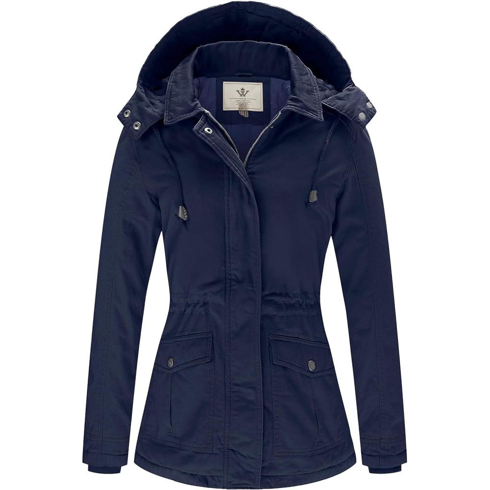 imageWenVen Womens Winter Thicken Cotton Coat Warm Parka Jacket with Removable HoodNavy