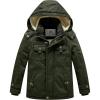 WenVen Boy’s Winter Sherpa Jacket Heavy Twill Cotton Military Coat with Hood(Army Green)