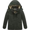 WenVen Boy’s Winter Thicken Cotton Coat Heavy Sherpa Lined Hooded Parka Jacket(Army Green)