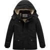 WenVen Boy’s Winter Thicken Cotton Coat Heavy Sherpa Lined Hooded Parka Jacket(Black)
