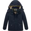 WenVen Boy’s Winter Thicken Cotton Coat Heavy Sherpa Lined Hooded Parka Jacket(Blue)