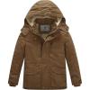 WenVen Boy’s Winter Thicken Cotton Coat Heavy Sherpa Lined Hooded Parka Jacket(Brown)