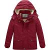 WenVen Boy’s Winter Thicken Cotton Coat Heavy Sherpa Lined Hooded Parka Jacket(Claret)
