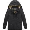 WenVen Boy’s Winter Thicken Cotton Coat Heavy Sherpa Lined Hooded Parka Jacket(Grey)