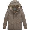 WenVen Boy’s Winter Thicken Cotton Coat Heavy Sherpa Lined Hooded Parka Jacket(Khaki)