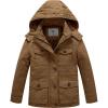 WenVen Boy’s & Girl’s Winter Warm Sherpa Lined Parka Coat with Removable Hood(Brown)