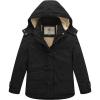 WenVen Girl’s Winter Sherpa Jacket Thicken Cotton Parka Coat with Removable Hood(Black)