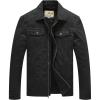 WenVen Men’s Casual Canvas Cotton Jacket Lightweight Military Utility Jacket(B-black)