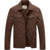 WenVen Men’s Casual Canvas Cotton Jacket Lightweight Military Utility Jacket(Coffee)