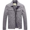 WenVen Men’s Casual Canvas Cotton Jacket Lightweight Military Utility Jacket(Light Grey)