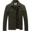 WenVen Men’s Casual Canvas Cotton Military Lapel Jacket(Army Green)