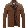 WenVen Men’s Casual Canvas Cotton Military Lapel Jacket(Coffee)
