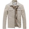 WenVen Men’s Casual Canvas Cotton Military Lapel Jacket(Desert Sand)