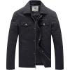 WenVen Men’s Casual Canvas Cotton Military Lapel Jacket(Grey)