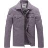 WenVen Men’s Casual Canvas Cotton Military Lapel Jacket(Light Grey)