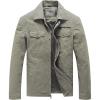 WenVen Men’s Casual Canvas Cotton Military Lapel Jacket(Light Olive)