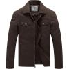 WenVen Men’s Casual Canvas Cotton Military Lapel Jacket(Tobacco)