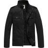 WenVen Men’s Casual Washed Cotton Military Jacket(Black)