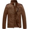 WenVen Men’s Casual Washed Cotton Military Jacket(Coffee)