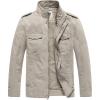 WenVen Men’s Casual Washed Cotton Military Jacket(Desert Sand)