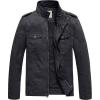 WenVen Men’s Casual Washed Cotton Military Jacket(Grey)