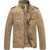 WenVen Men’s Casual Washed Cotton Military Jacket(Khaki Brown)