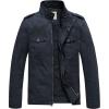 WenVen Men’s Casual Washed Cotton Military Jacket(Navy)