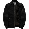 WenVen Men’s Lightweight Cotton Flight Bomber Jacket Casual Military Windbreaker(Black)