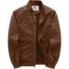 WenVen Men’s Lightweight Cotton Flight Bomber Jacket Casual Military Windbreaker(Coffee)
