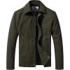 WenVen Men’s Lightweight Military Cotton Jacket Casual Spring Lapel Work Coat(Army Green)