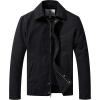 WenVen Men’s Lightweight Military Cotton Jacket Casual Spring Lapel Work Coat(Black)