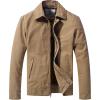 WenVen Men’s Lightweight Military Cotton Jacket Casual Spring Lapel Work Coat(Khaki)