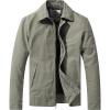 WenVen Men’s Lightweight Military Cotton Jacket Casual Spring Lapel Work Coat(Olive)