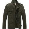 WenVen Men’s Lightweight Military Style Jacket Twill Cotton Windbreaker(Army Green)