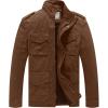 WenVen Men’s Lightweight Military Style Jacket Twill Cotton Windbreaker(Coffee)
