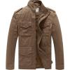 WenVen Men’s Lightweight Military Style Jacket Twill Cotton Windbreaker(Khaki)