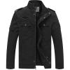 WenVen Men’s Military Jacket Fleece Lined Winter Puffer Coat Cotton Windbreaker Parka(Black)