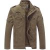 WenVen Men’s Military Jacket Fleece Lined Winter Puffer Coat Cotton Windbreaker Parka(Camel)
