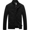 WenVen Men’s Spring Canvas Military Style Jacket Casual Lightweight Cotton Coat(Black)