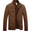 WenVen Men’s Spring Canvas Military Style Jacket Casual Lightweight Cotton Coat(Coffee)