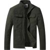 WenVen Men’s Spring Cotton Military Jacket Casual Lightweight Canvas Field Coat(Army Green)